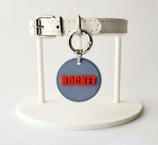 Collier pour chat personnalisé – Médaille en polymère – Bleu & Rouge